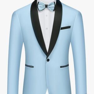 Men's Light Blue Tuxedo with Black Lapel